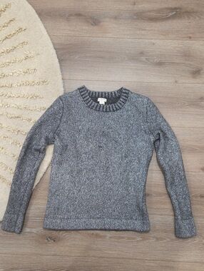 J Crew Women's Gray Metallized Crewneck Sweater